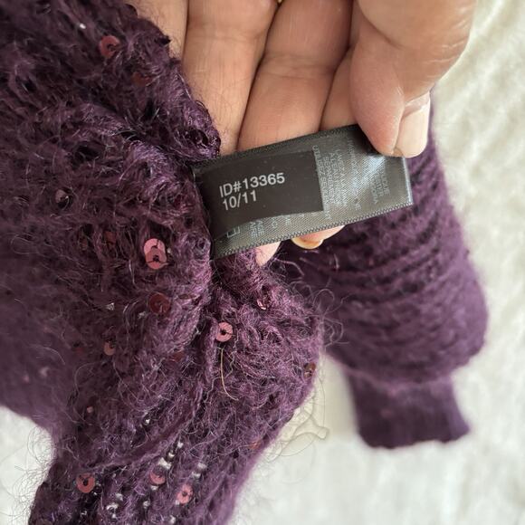 Vtg Y2K Express Sweater Shrug Bolero Size XS Purple Sequins Whimsigoth Fairy - Picture 3 of 9